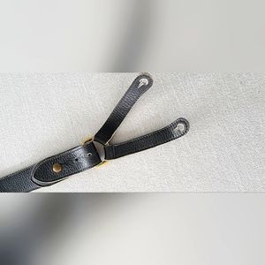 Vintage 80's ROOTS brand leather suspenders, black.